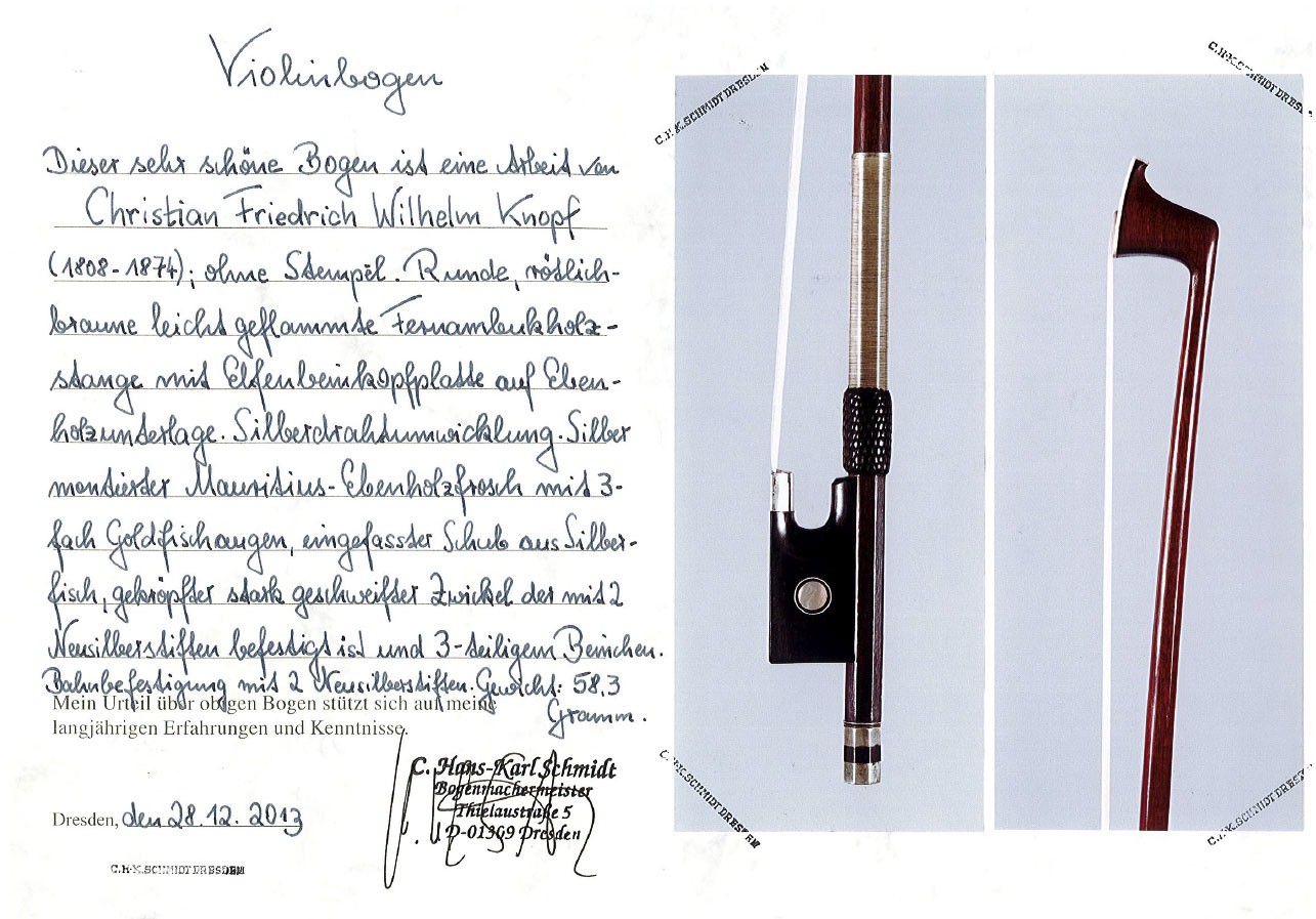 137 FINE ARTS ANTIQUES JEWELLERY VIOLINBOGEN CHRISTIAN FRIEDRICH WILHELM KNOPF Hargesheimer Kunstauktionen Dusseldorf