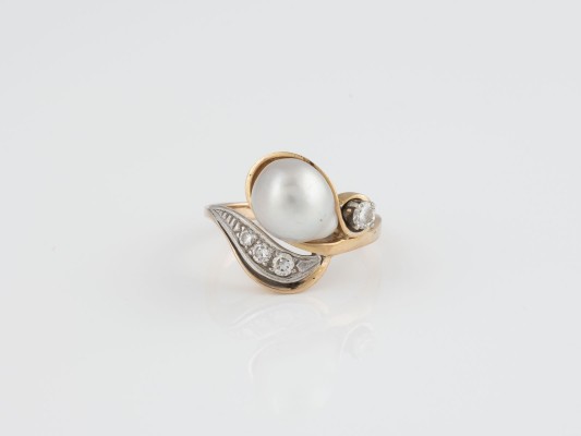 Picture PERL-RING MIT DIAMANTEN