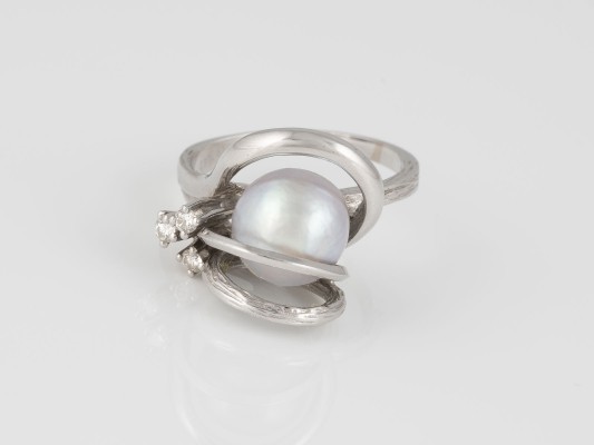 Picture PERL-RING MIT DIAMANTEN