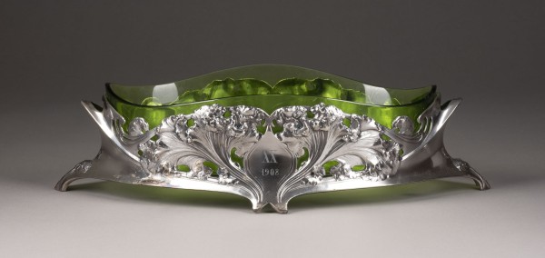 Bild GROSSE JUGENDSTIL-JARDINIERE MIT GLASEINSATZ
