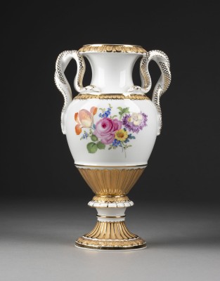 Picture SCHLANGENHENKELVASE MIT BLUMENMALEREI