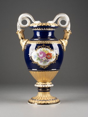 Picture GROSSE KOBALTBLAU SCHLANGENHENKELVASE