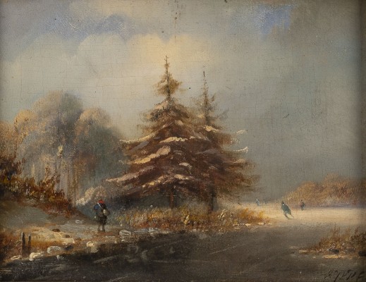 Auktion <br>Ein zugefrorener Waldsee