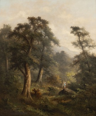 Auktion <br>Waldlandschaft mit Reisigsammlerin