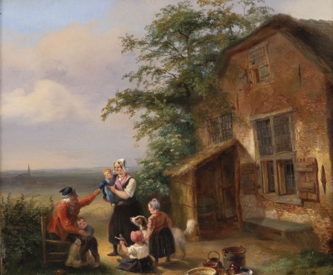 Auction <br>Familie vor einem Gehöft