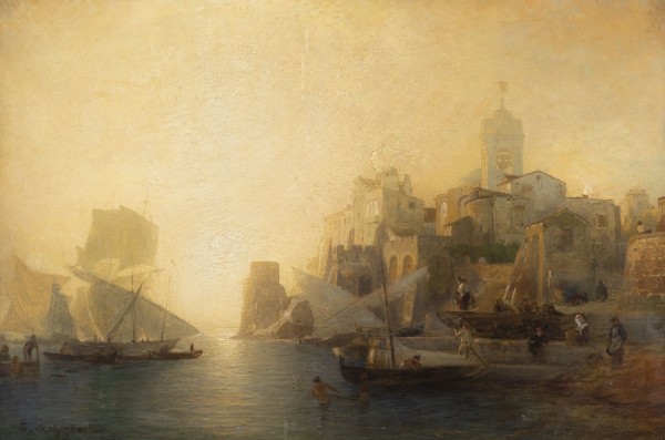 Auktion <br>Rückkehr der Fischer bei Sonnenuntergang (1880)