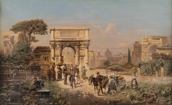 Auktion <br>Marktszene vor dem Titusbogen in Rom