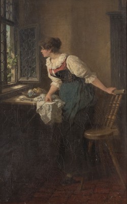 Auktion <br>Mädchen schaut aus dem Fenster