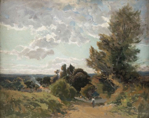 Auktion <br>Sommerlandschaft mit Landstraße