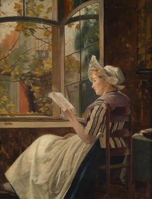 Auktion <br>Lesende Frau am Fenster