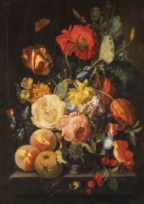 Auktion <br>Stilleben mit Blumen und Insekten