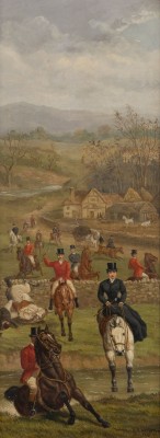 Auction <br>Paar Gemälde. Parforcejagd