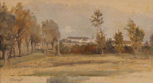 Auktion <br>Landschaft mit Stadt in der Ferne