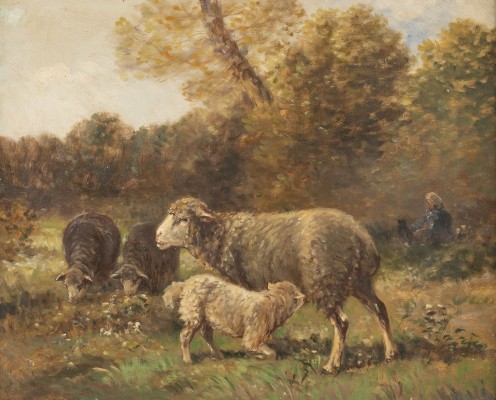 Auction <br>Landschaft mit weidenden Schafen