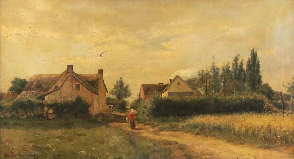 Auktion <br>Sommerlandschaft mit Blick auf die Dorfhäuser (1893)