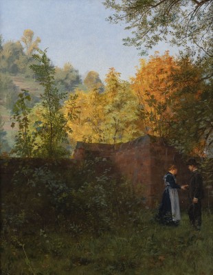 Auktion <br>Zwei an einer Gartenmauer