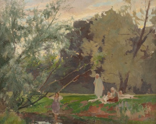 Auction <br>Flusslandschaft mit Badenden