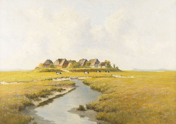 Auktion <br>Ansicht der Hallig Langeness