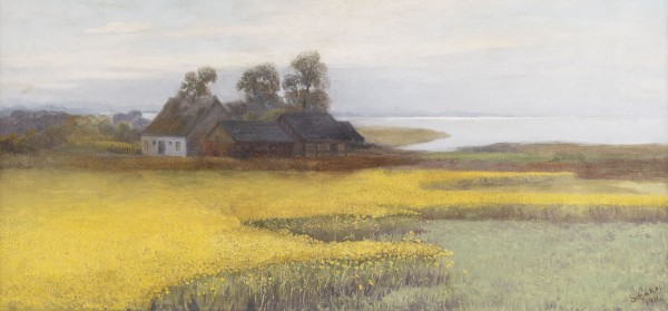 Auktion <br>Landschaft mit Blick auf eine blühende Wiese und ein Bauernhaus (1911)