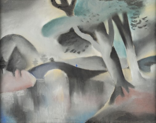 Bild LANDSCHAFT MIT BRÜCKE AM FLUSS