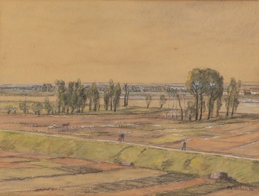 Auktion <br>Rheinische Landschaft mit Spaziergängern (1936)