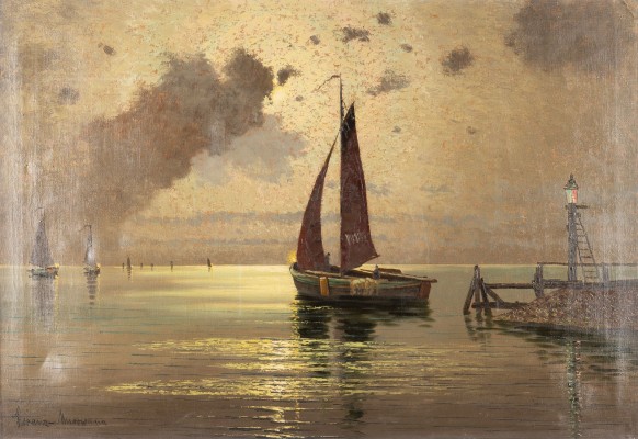 Bild Segelschiffe in der Abenddämmerung