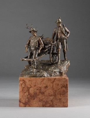 Bild JÄGER MIT ERLEGTEM WILD UND FUHRWERK