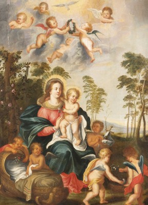 Auktion <br>MADONNA MIT DEM KIND UMRINGT VON ENGELN