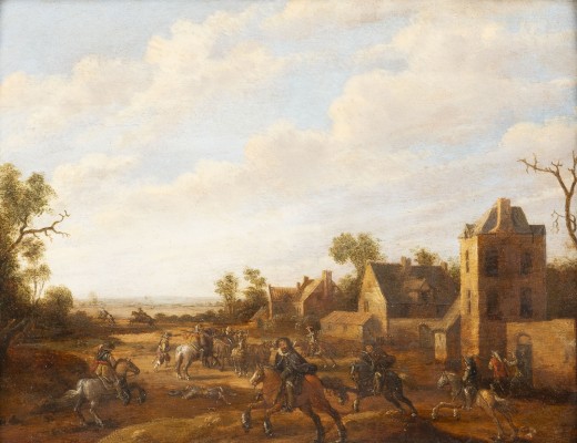 Auction <br>REITER VOR DEN TOREN EINES DORFES NACH DER PLÜNDERUNG