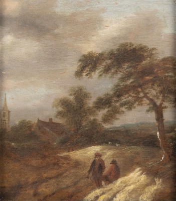 Auktion <br>LANDSCHAFT MIT BAUERN IM GESPRÄCH