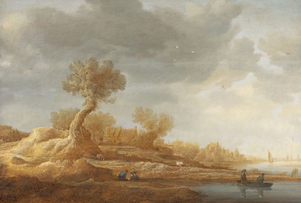Auktion <br>NIEDERLÄNDISCHE FLUSSLANDSCHAFT MIT FISCHERN