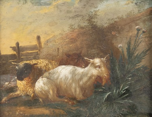 Auktion <br>LANDSCHAFT MIT RUHENDEN ZIEGEN UND SCHAFEN