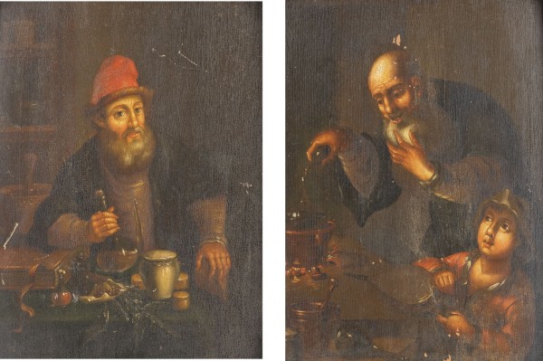Auktion <br>PAAR GEMÄLDE: DIE ALCHEMISTEN