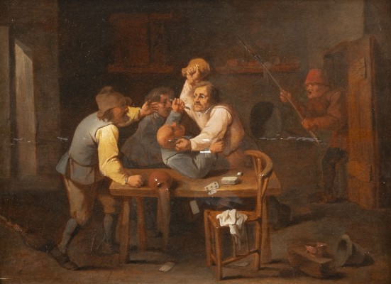 Auktion <br>RAUFENDE BAUERN IM WIRTSHAUS NACH DEM KARTENSPIEL
