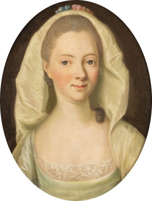 Auktion <br>BRUSTBILDNIS EINER JUNGEN DAME MIT KOPFTUCH