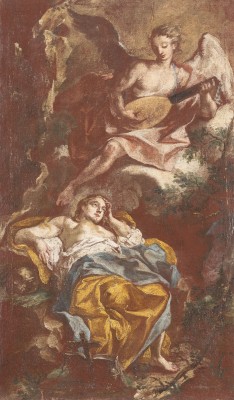 Auktion <br>SCHLAFENDE MARIA MAGDALENA MIT MUSIZIERNDEM ENGEL
