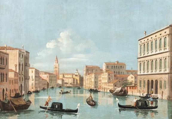 Auktion <br>PAAR GEMÄLDE: JEWEILS BLICK IN DEN CANALE GRANDE MIT BOOTEN, GONDELN UND FLANKIERENDEN PALAZZI
