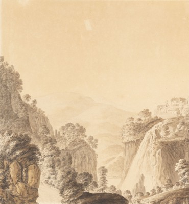 Bild SÜDLICHE GEBIRGSLANDSCHAFT MIT LANDHAUS AUF DEM HÜGEL