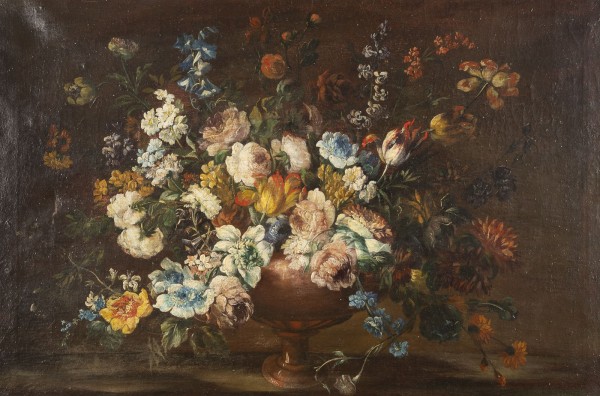 Auction <br>GROSSES BLUMENSTILLLEBEN MIT TAZZA
