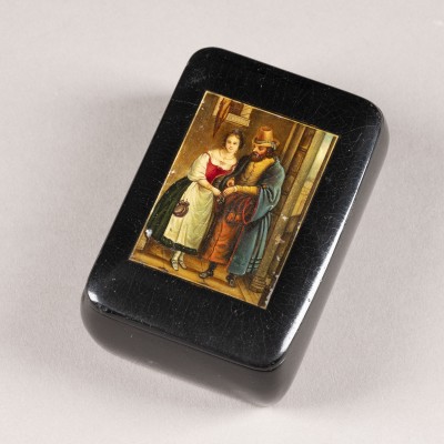 Auktion <br>LACKDOSE MIT SHYLOCK UND JESSICA NACH GILBERT STUART NEWTON