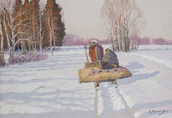 Picture WINTERLANDSCHAFT MIT SCHLITTEN