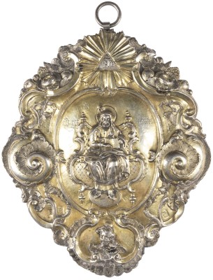 Auction <br>A SILVER-GILT PLAQUE SHOWING THE ENTHRONED CHRIST