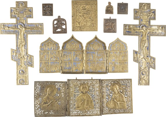 Picture SAMMLUNG VON ZEHN BRONZE-IKONEN: KRUZIFIXE, DEESIS, FESTTAGE UND HEILIGE