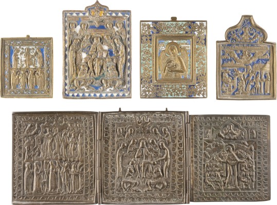 Bild FÜNF BRONZE-IKONEN: DEESIS UND JOHANNES DER VORLÄUFER
