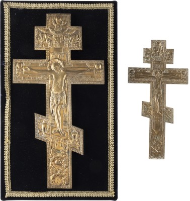 Auction <br>TWO BRASS CRUCIFIXES