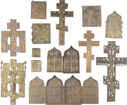 Bild 14 BRONZE-IKONEN: KREUZIGUNG CHRISTI, HOCHFESTE UND DEESIS