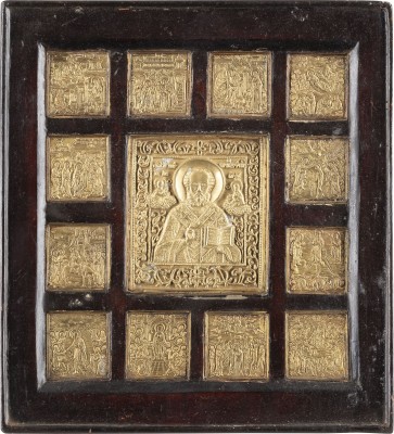 Picture IKONE MIT DEM HEILIGEN NIKOLAUS VON MYRA UND HOCHFESTEN DES ORTHODOXEN KIRCHENJAHRES