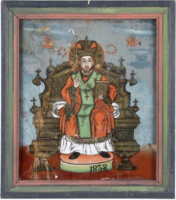 Auktion <br>DATIERTE IKONE MIT DEM THRONENDEN CHRISTUS