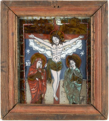 Picture HINTERGLAS-IKONE MIT DER KREUZIGUNG CHRISTI