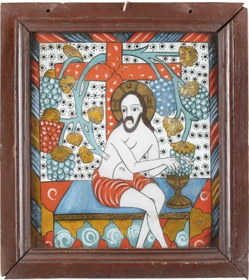 Bild HINTERGLAS-IKONE MIT CHRISTUS, DER WEINSTOCK